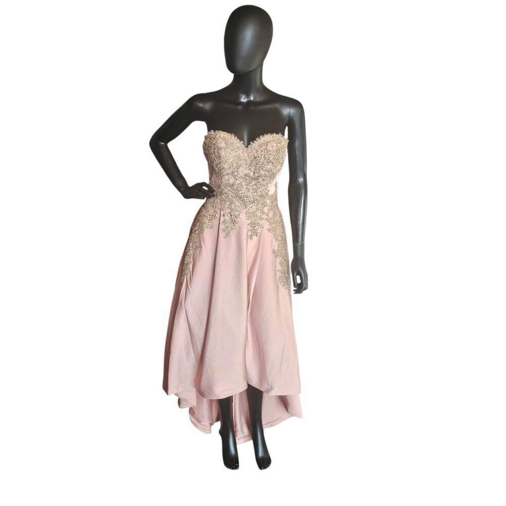 Dusty Rose/Gold High Low Formal Dress - LA Merchandise